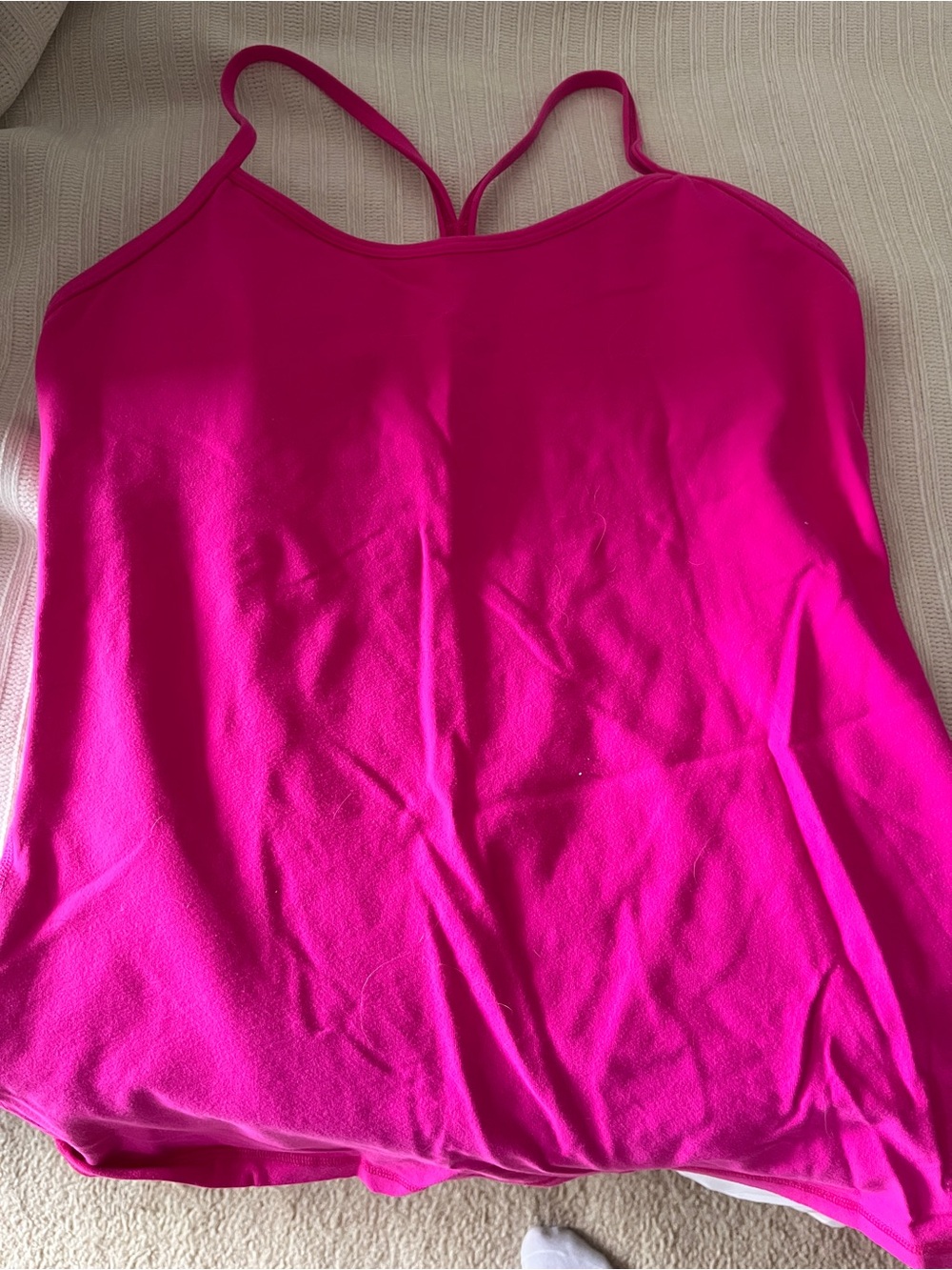 lululemon athletica Hot Pink Strappy Tank with Built-In Shelf Bra